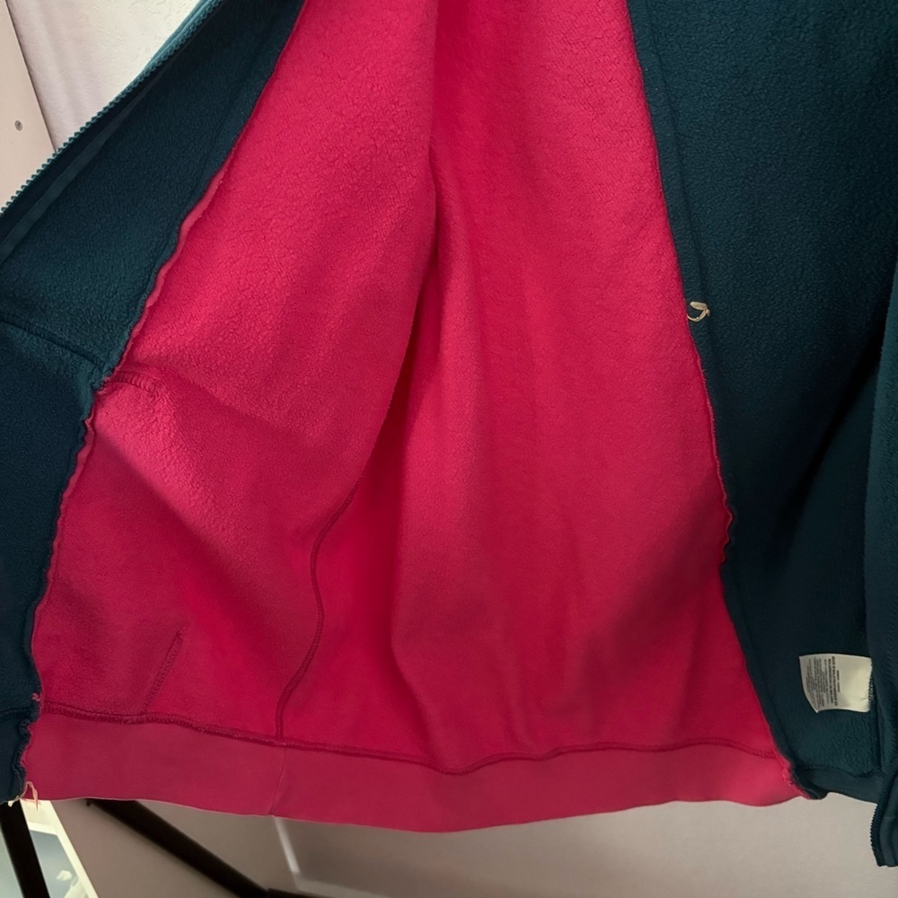 NIKE sz M DIY Fleece Hoodie FULL Zip Pink Blue Half Long Sleeve - Picture 5 of 11